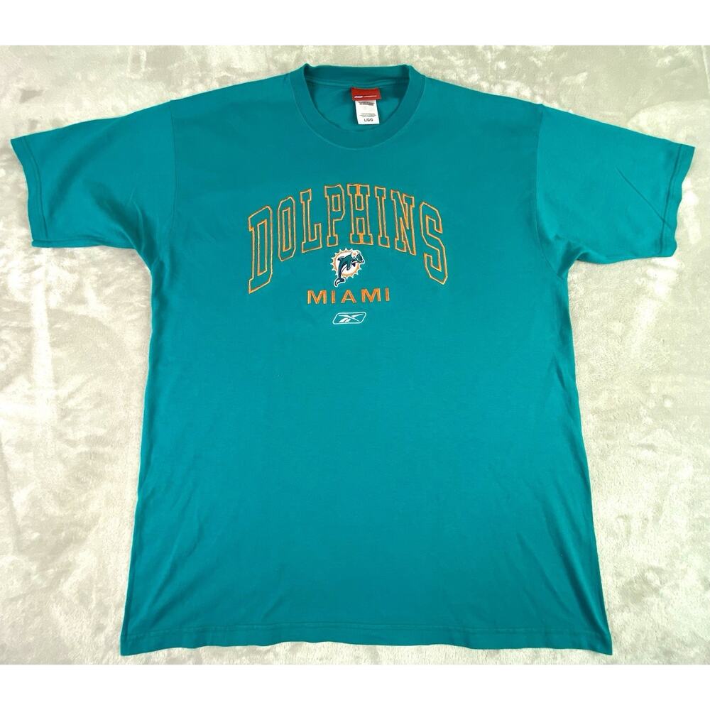 Vintage | Reebok | Miami Dolphins Embroidered Tee Shirt | Mens L | Rare